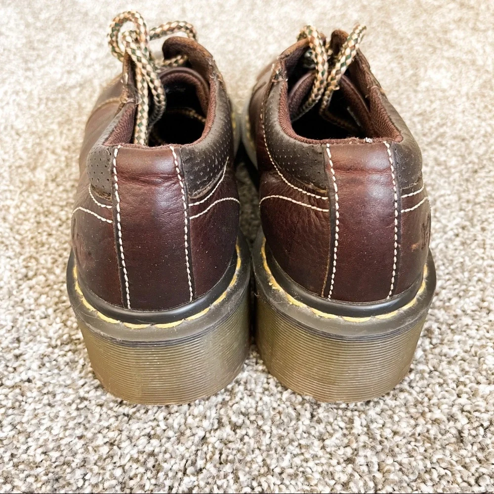 Dr. Martens Brown Platform Low-Top Leather Shoes